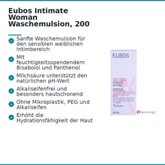Eubos Intimate Woman Waschemulsion Bisabolol / Panthenol / Milchsäure Waschlotion, 200 ml.