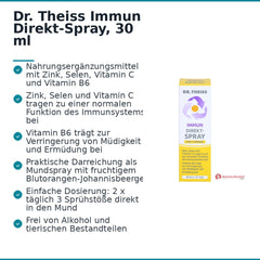 Dr. Theiss Immun Direkt-Spray Vitamin B6 / Vitamin C / Selen / Zink Mundspray, 30 ml.