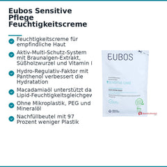 Eubos Sensitive Pflege Feuchtigkeitscreme Braunalge / Süßholzwurzel / Vitamin E / Panthenol / Macadamiaöl Nachfüllbeutel, 50 ml.