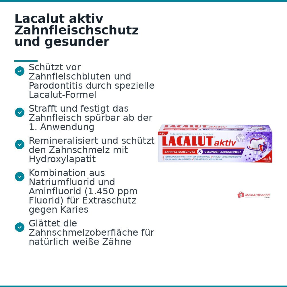 Lacalut aktiv Natriumfluorid / Olaflur / Hydroxylapatit Zahnpasta, 75 ml.