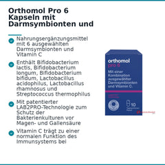 Orthomol Pro 6 Kapseln mit Darmsymbionten und Vitamin C, 10 St..