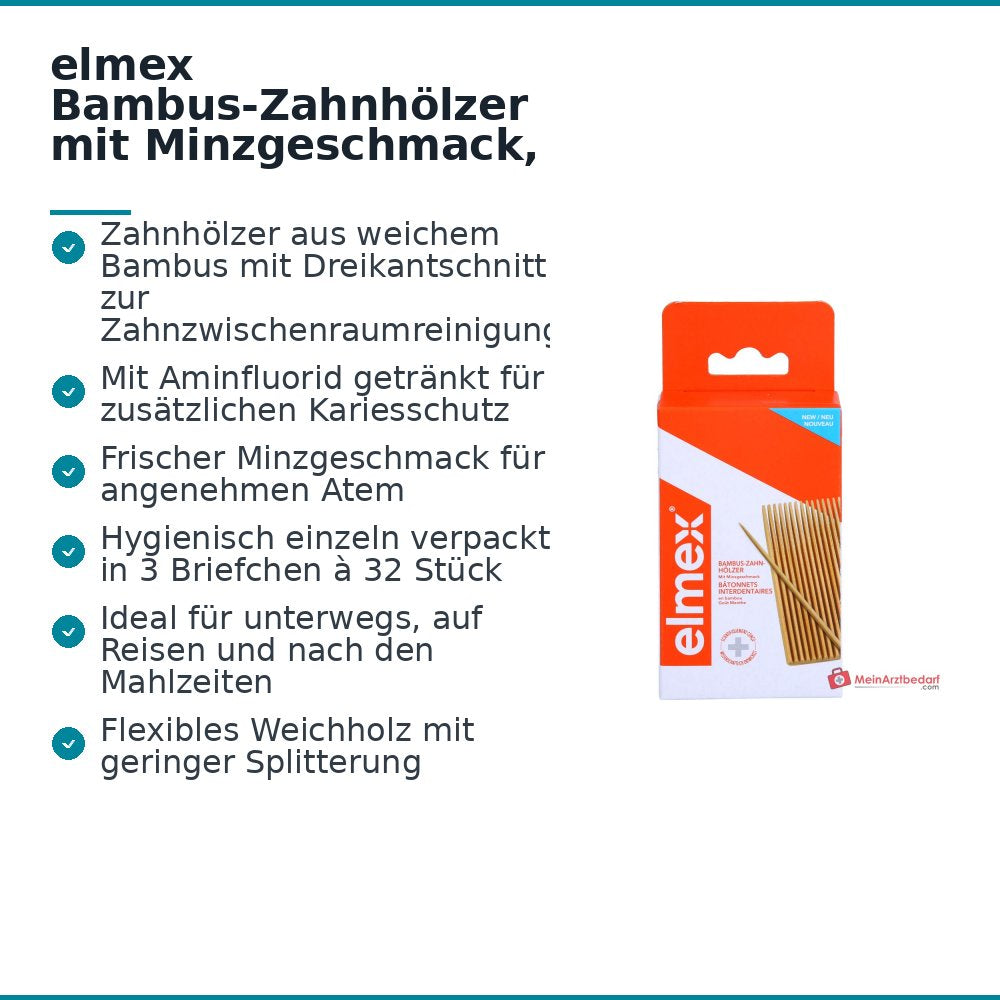 elmex Bambus-Zahnhölzer mit Minzgeschmack, 96 St..