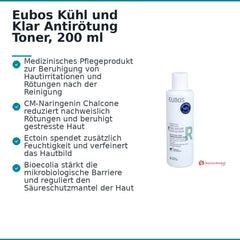 Eubos Kühl und Klar CM-Naringenin Chalcone / Ectoin / Panthenol / Bioecolia Antirötung Toner, 200 ml.
