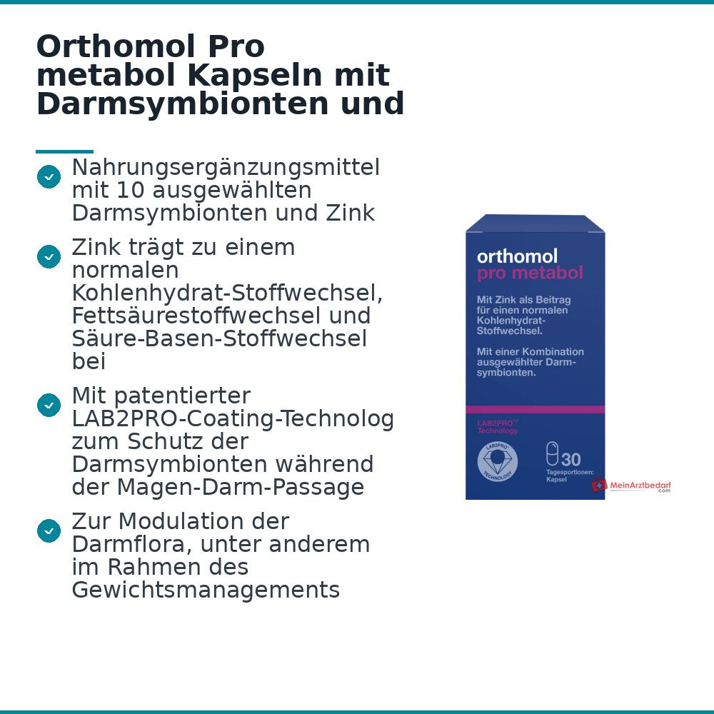 Orthomol Pro metabol Kapseln mit Darmsymbionten und Zink, 30 St..