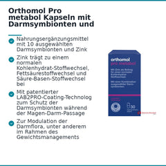 Orthomol Pro metabol Kapseln mit Darmsymbionten und Zink, 30 St..