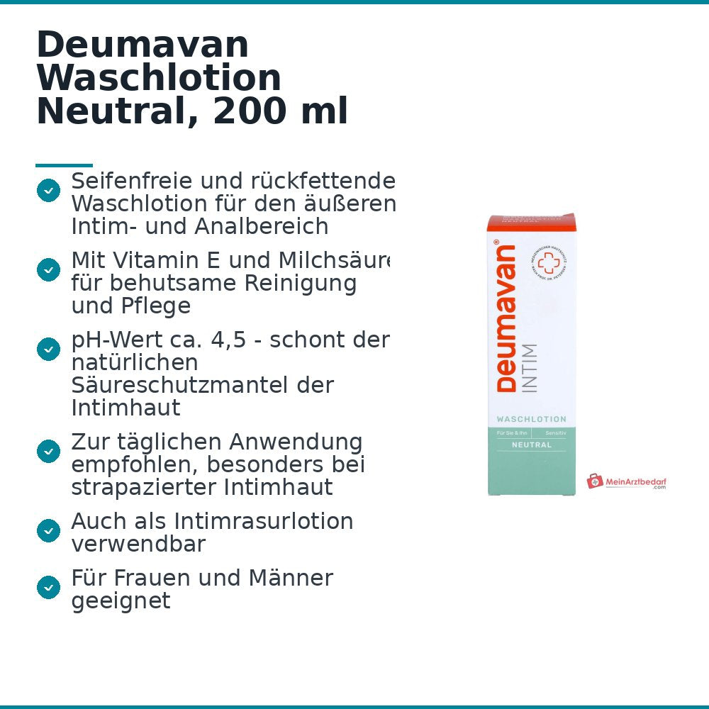 Deumavan Waschlotion Neutral Vitamin E / Milchsäure Intimwaschlotion, 200 ml.