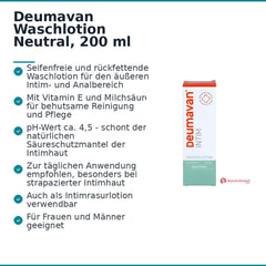 Deumavan Waschlotion Neutral Vitamin E / Milchsäure Intimwaschlotion, 200 ml.