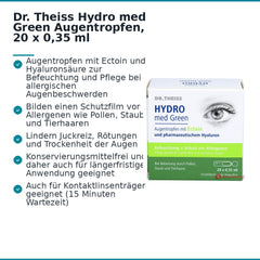 Dr. Theiss Hydro med Green Ectoin / Natriumhyaluronat Augentropfen, 20 x 0,35 ml.