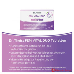 Dr. Theiss Fem Vital Duo Vitamin B6 / Vitamin C / Vitamin D / Vitamin E / Chrom / Magnesium / Zink Tabletten, 56 St..