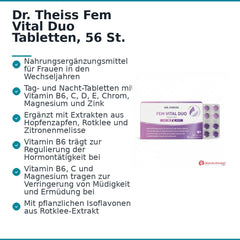 Dr. Theiss Fem Vital Duo Vitamin B6 / Vitamin C / Vitamin D / Vitamin E / Chrom / Magnesium / Zink Tabletten, 56 St..