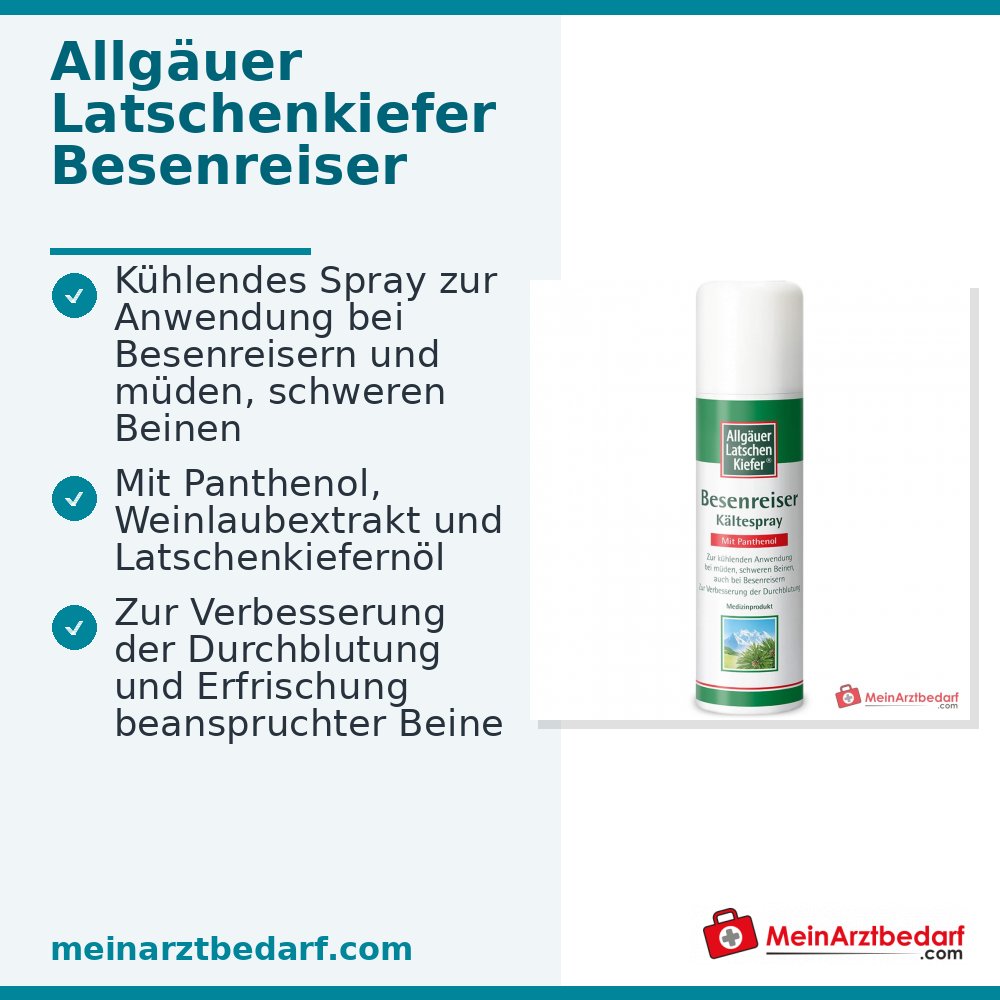 Allgäuer Latschenkiefer Besenreiser Kältespray Panthenol / Weinlaubextrakt / Latschenkiefernöl Spray, 150 ml.