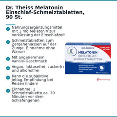 Dr. Theiss Melatonin Einschlaf-Schmelztabletten Melatonin 1 mg Schmelztabletten, 90 St..