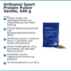 Orthomol Sport Protein Pulver Vanille, 640 g.