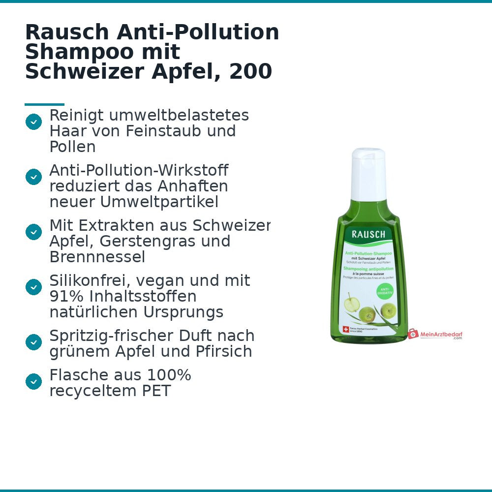 Rausch Anti-Pollution Shampoo mit Schweizer Apfel, 200 ml.