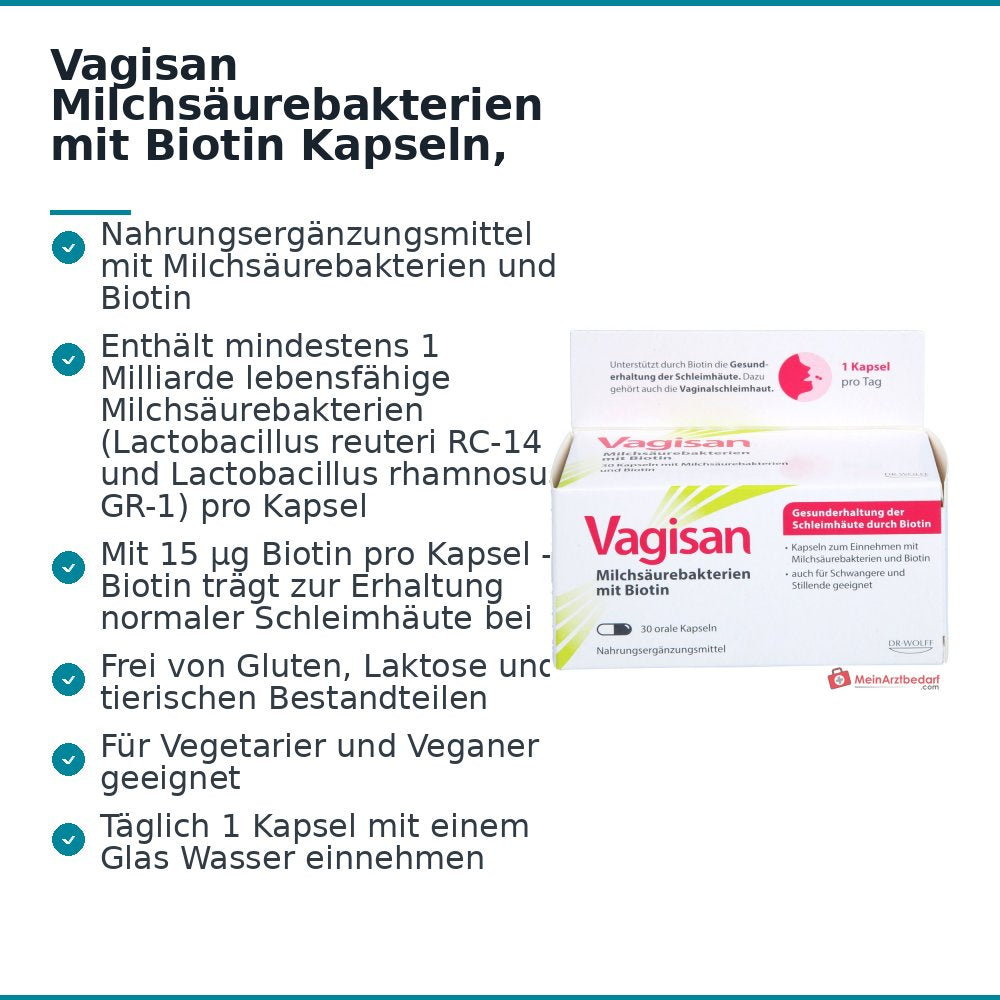 Vagisan Milchsäurebakterien mit Biotin Kapseln, 30 St..