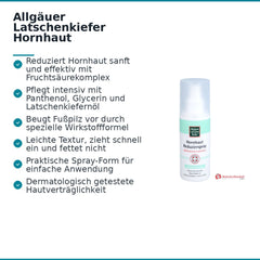 Allgäuer Latschenkiefer Hornhaut Reduzierspray Fruchtsäurekomplex / Panthenol / Glycerin / Latschenkiefernöl / Weidenrindenextrakt Spray, 150 ml.