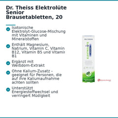 Dr. Theiss Elektrolüte Senior Magnesium / Natrium / Vitamin C / Vitamin B12 / Vitamin B5 / Vitamin B1 / Glucose / Weißdorn-Extrakt Brausetabletten, 20 St..