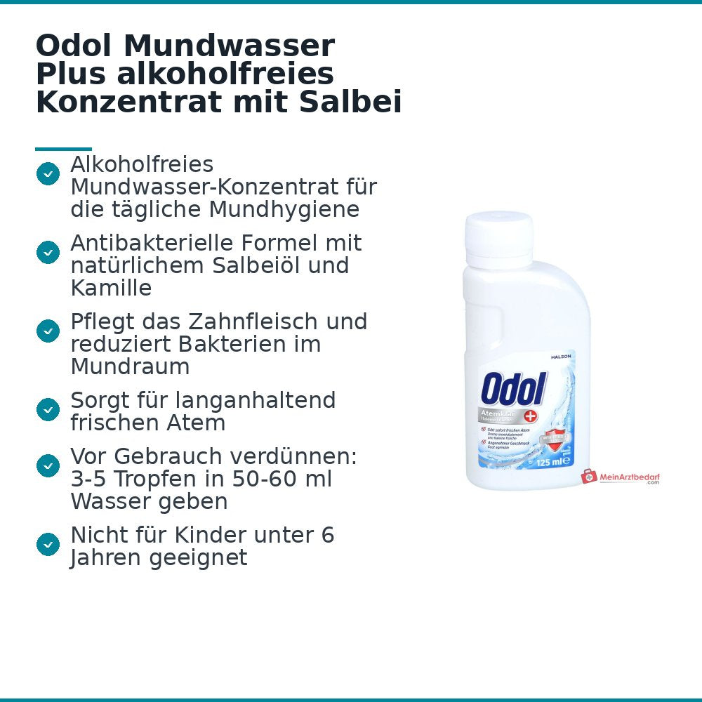 Odol Mundwasser Plus alkoholfreies Konzentrat mit Salbei & Kamille, 125 ml.