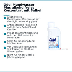 Odol Mundwasser Plus alkoholfreies Konzentrat mit Salbei & Kamille, 125 ml.
