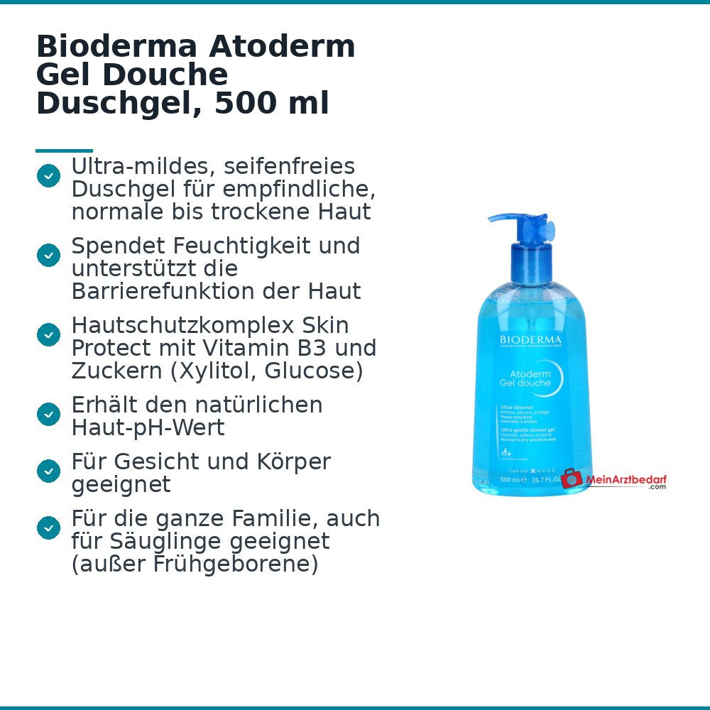 Bioderma Atoderm Gel Douche Duschgel, 500 ml.