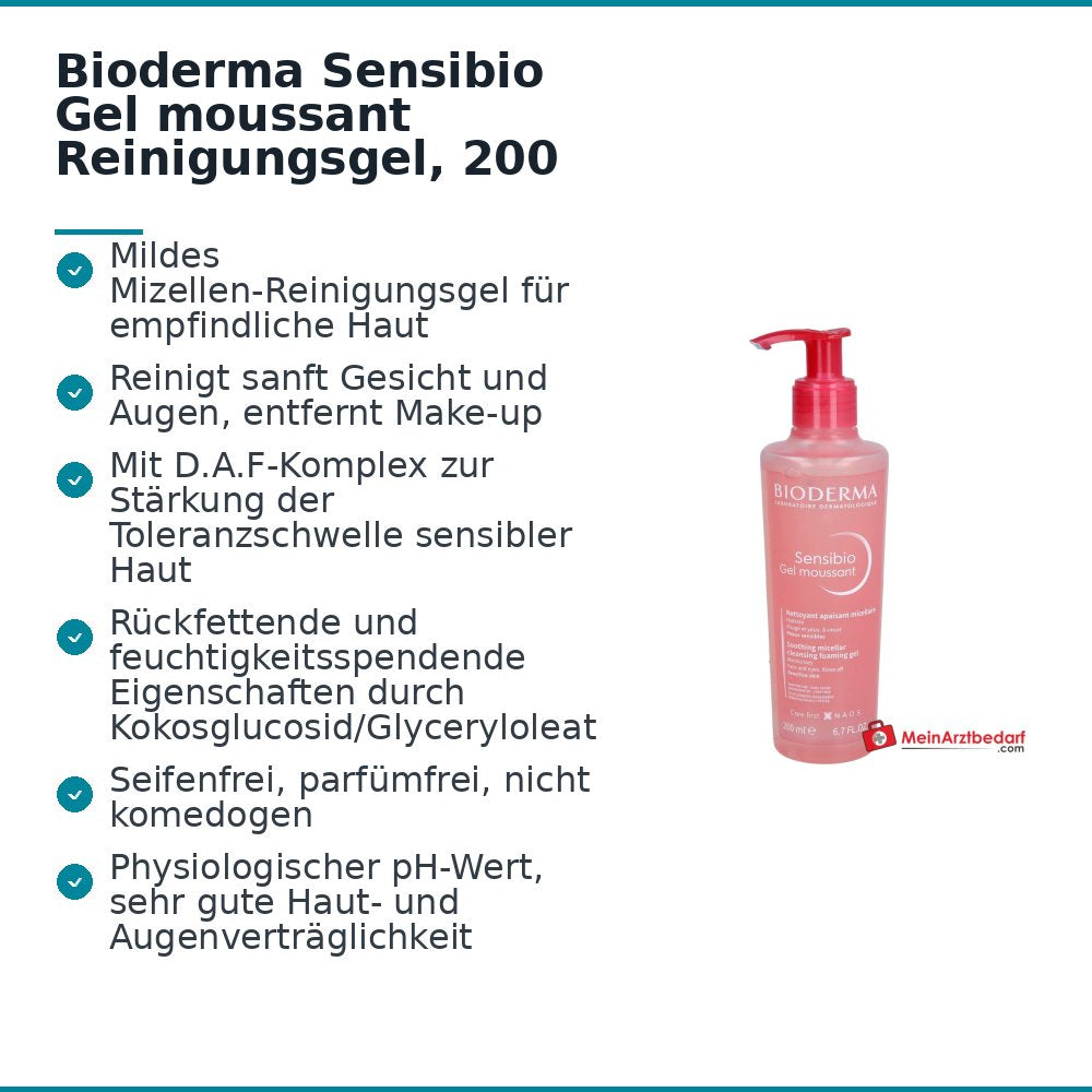 Bioderma Sensibio Gel moussant Reinigungsgel, 200 ml.