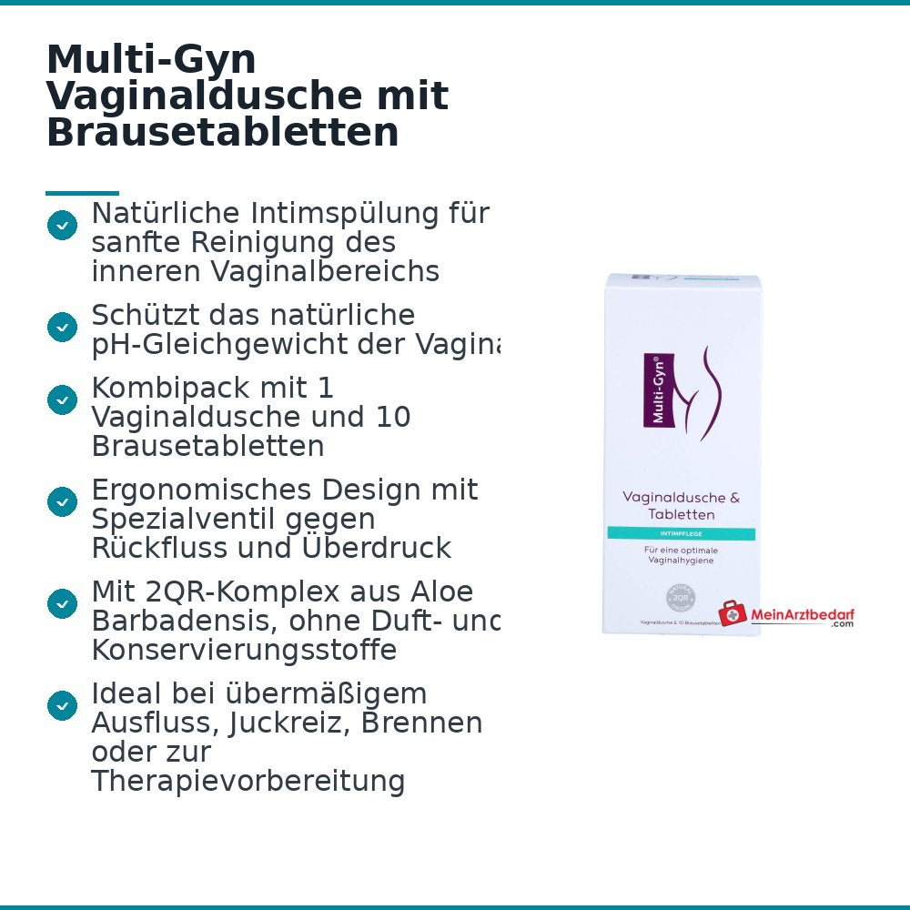Multi-Gyn Vaginaldusche mit Brausetabletten Kombipack, 1 Stück.