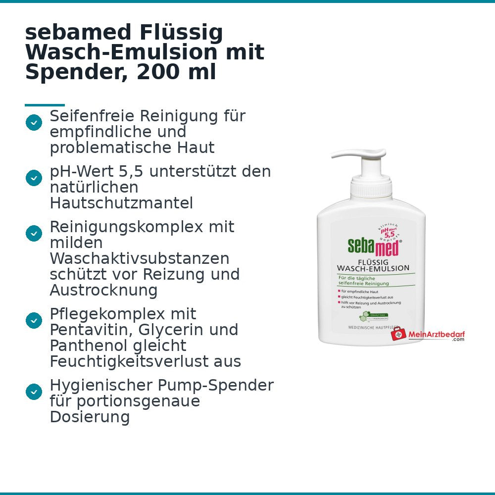 sebamed Flüssig Wasch-Emulsion mit Spender, 200 ml.