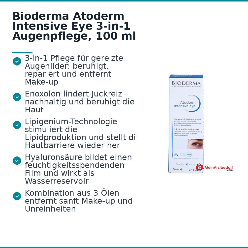 Bioderma Atoderm Intensive Eye 3-in-1 Augenpflege, 100 ml.