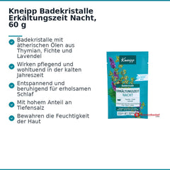 Kneipp Badekristalle Erkältungszeit Nacht, 60 g.