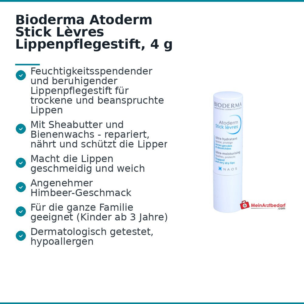 Bioderma Atoderm Stick Lèvres Lippenpflegestift, 4 g.