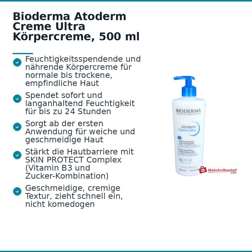 Bioderma Atoderm Creme Ultra Körpercreme, 500 ml.