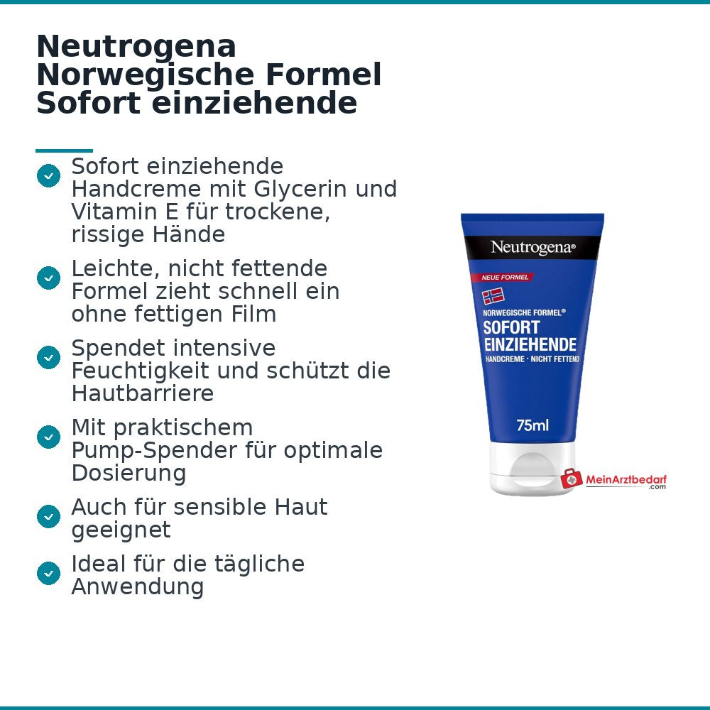 Neutrogena Norwegische Formel Sofort einziehende Handcreme, 75 ml.