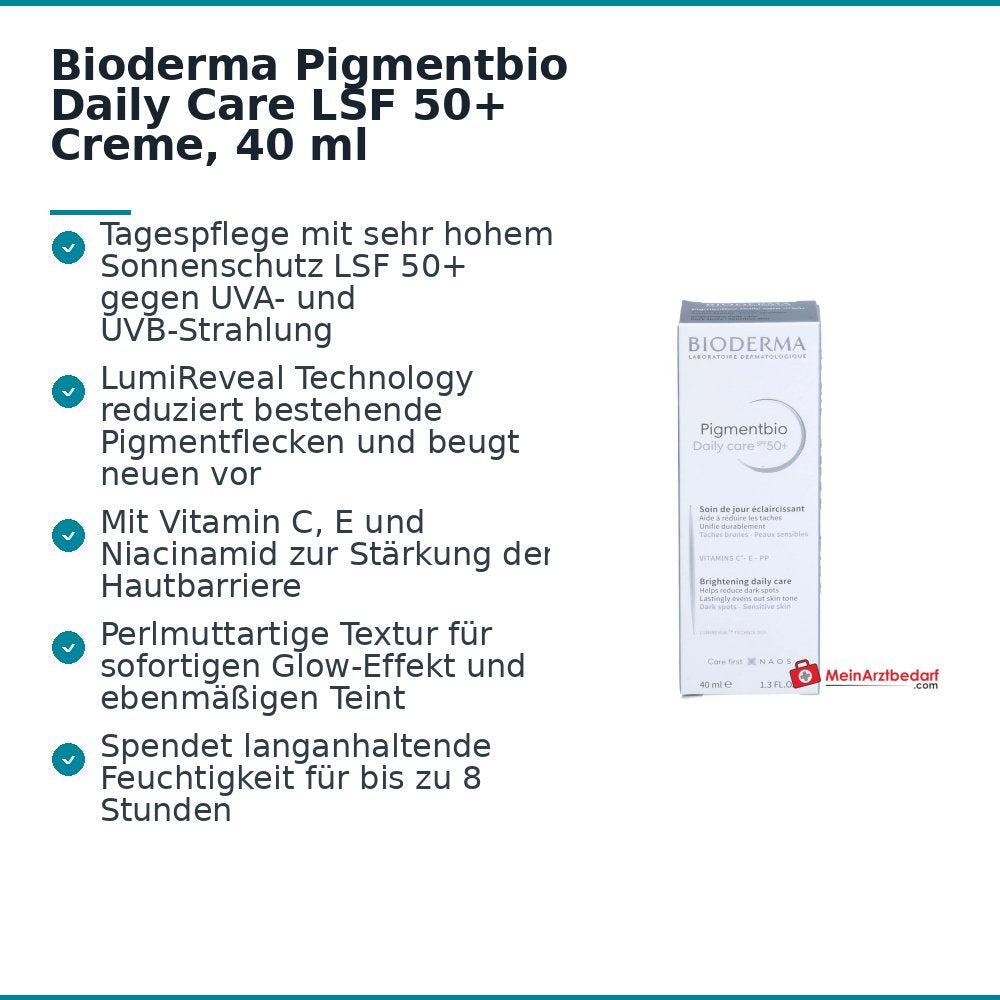 Bioderma Pigmentbio Daily Care LSF 50+ Creme, 40 ml.