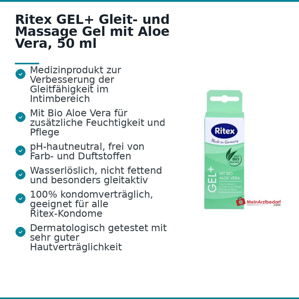 Ritex GEL+ Gleit- und Massage Gel mit Aloe Vera, 50 ml.