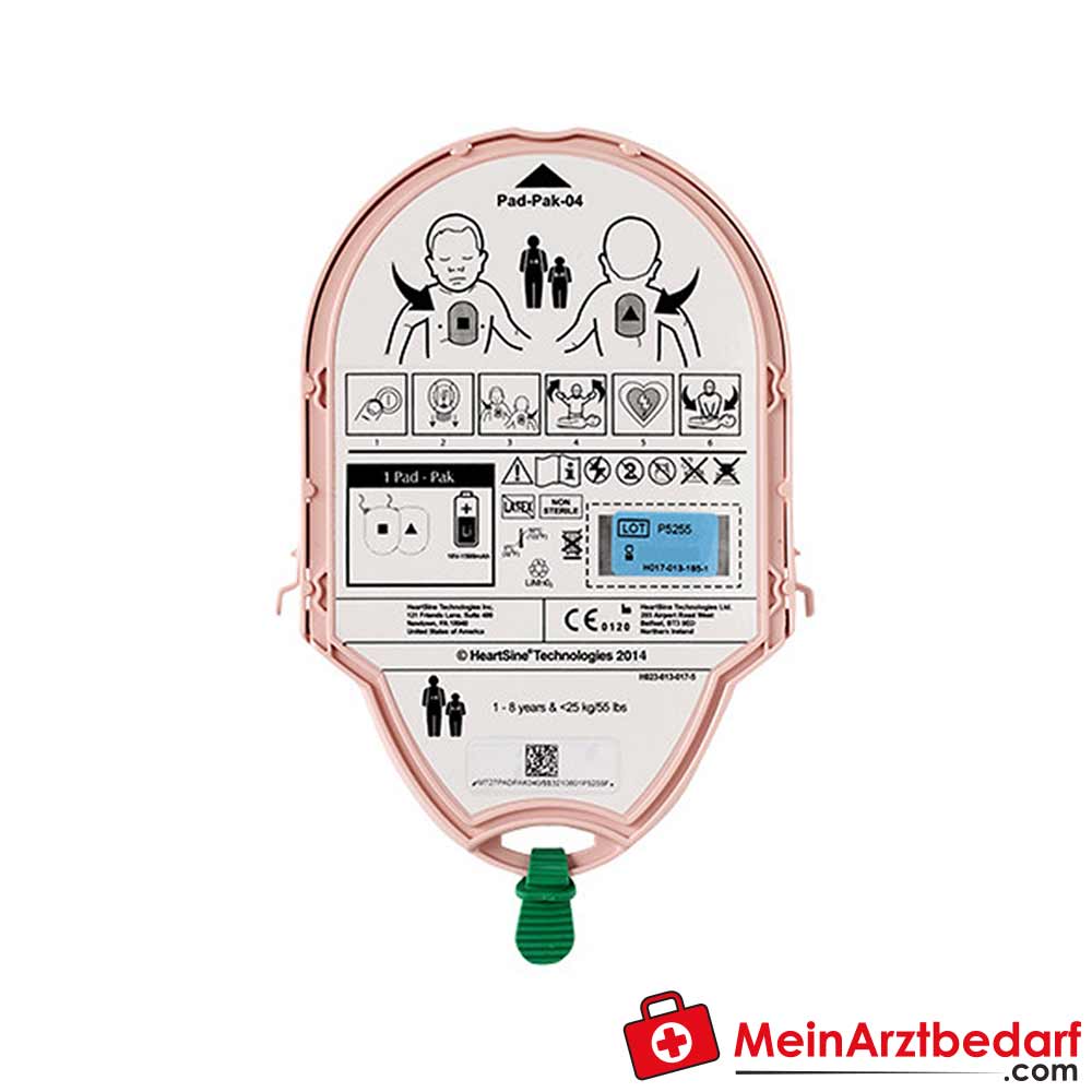 Pediatric-Pak Batterie- und Elektrodenkassette für Kleinkinder.