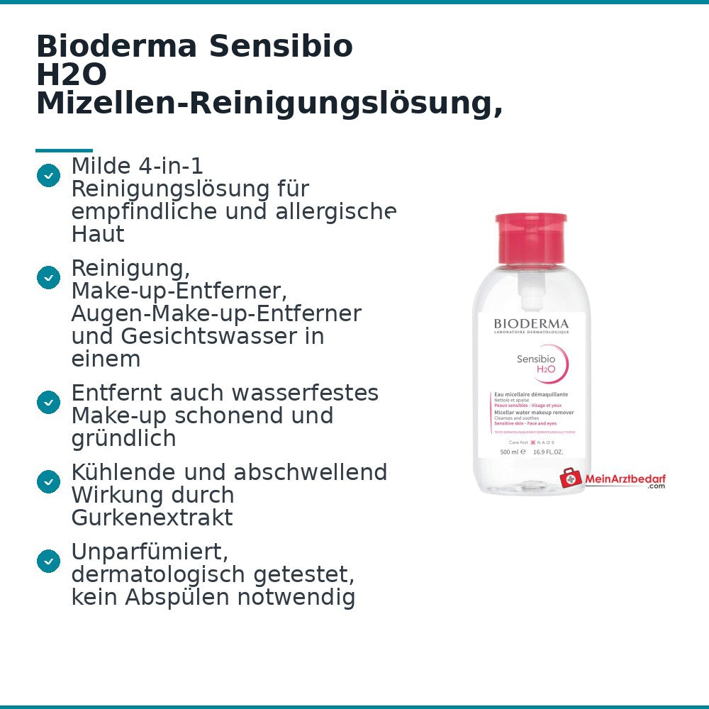 Bioderma Sensibio H2O Mizellen-Reinigungslösung, 500 ml.