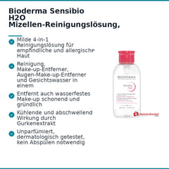 Bioderma Sensibio H2O Mizellen-Reinigungslösung, 500 ml.
