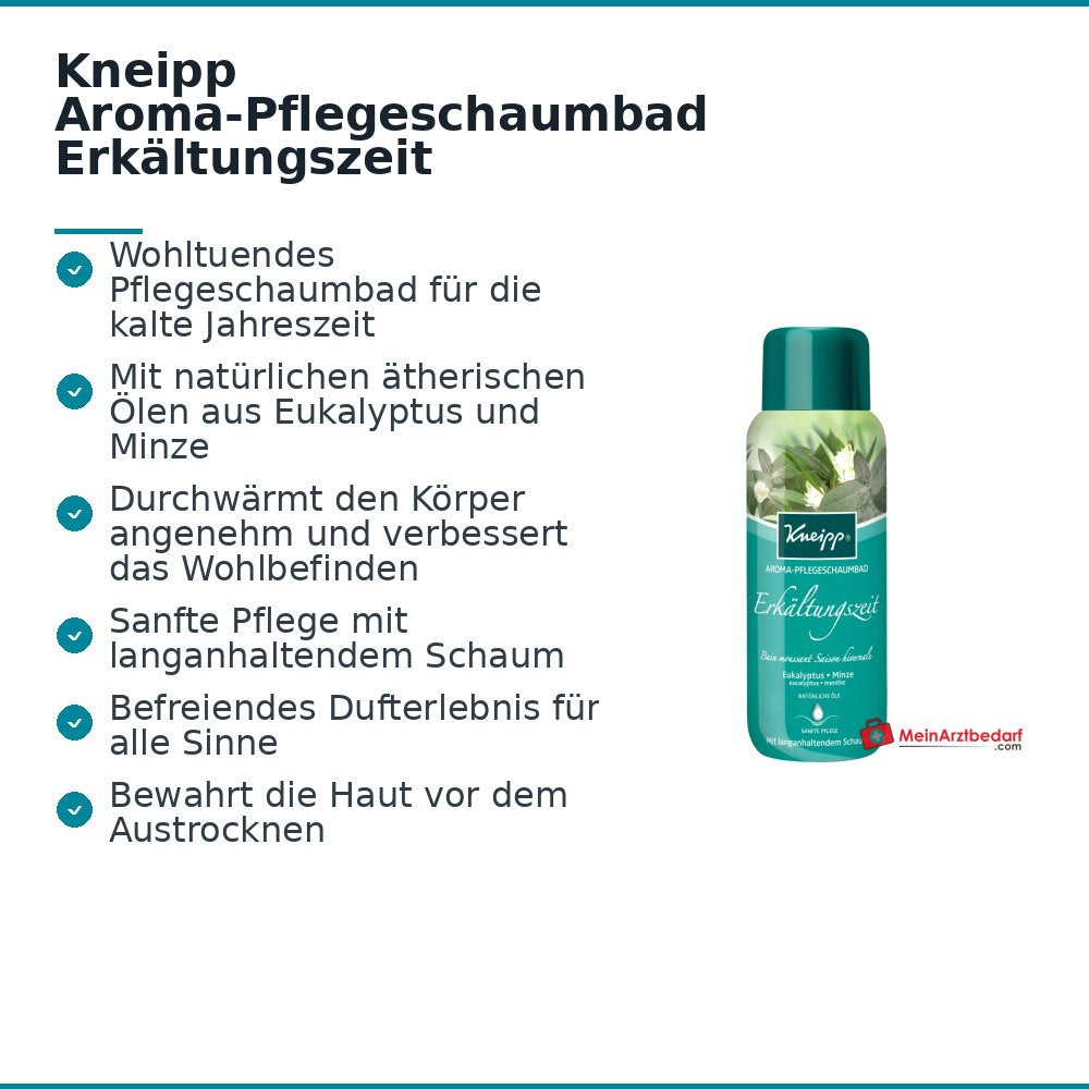 Kneipp Aroma-Pflegeschaumbad Erkältungszeit Eukalyptus & Minze, 400 ml.