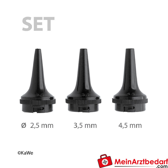 KaWe permanent ear funnel, Ø 2.5/3.5/4.5 mm, black, 3 pcs.