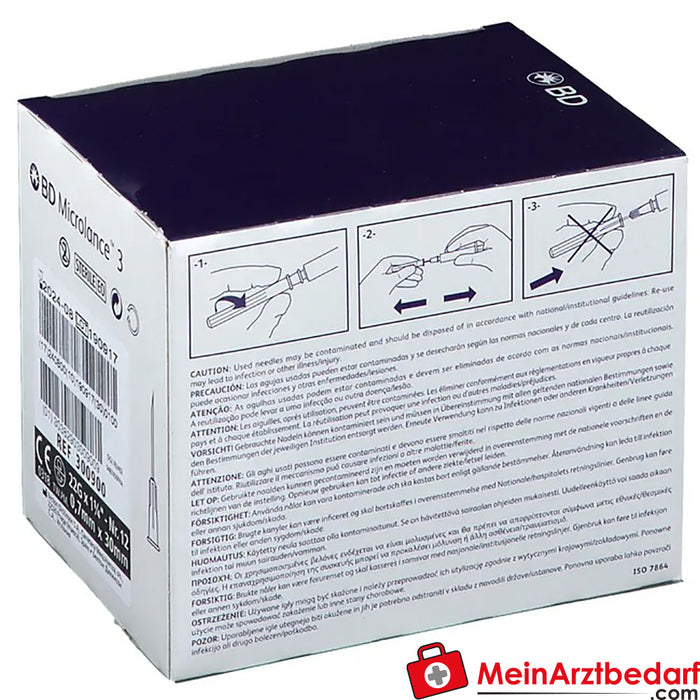 BD Microlance 3 agujas 22 G 1 1/4 0,7 x 30 mm, 100 uds.