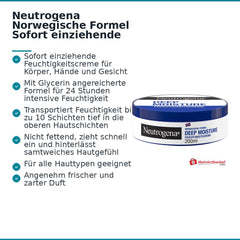 Neutrogena Norwegische Formel Sofort einziehende Feuchtigkeitscreme, 200 ml.