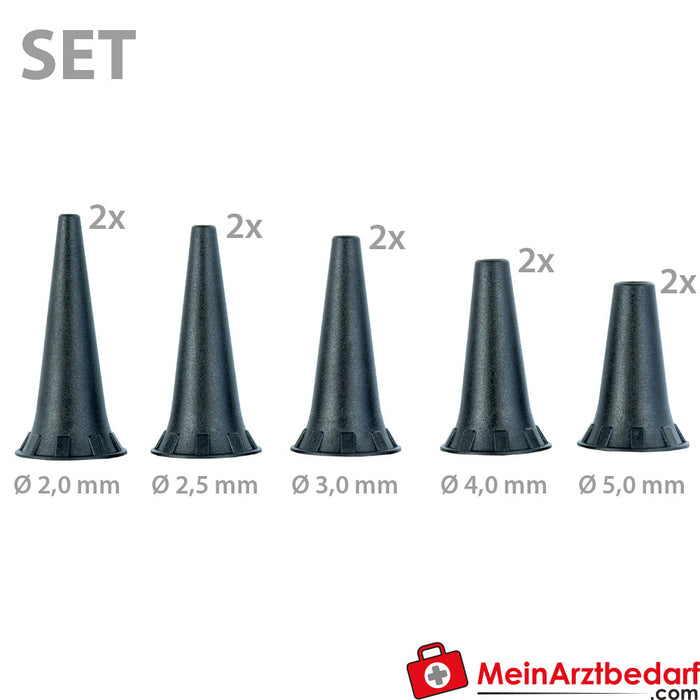 KaWe ear funnel set Ø 2.0/2.5/3.0/4.0/5.0 mm, 10 pcs.