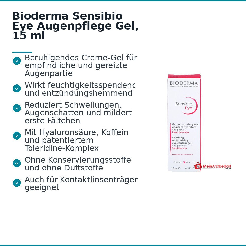 Bioderma Sensibio Eye Augenpflege Gel, 15 ml.