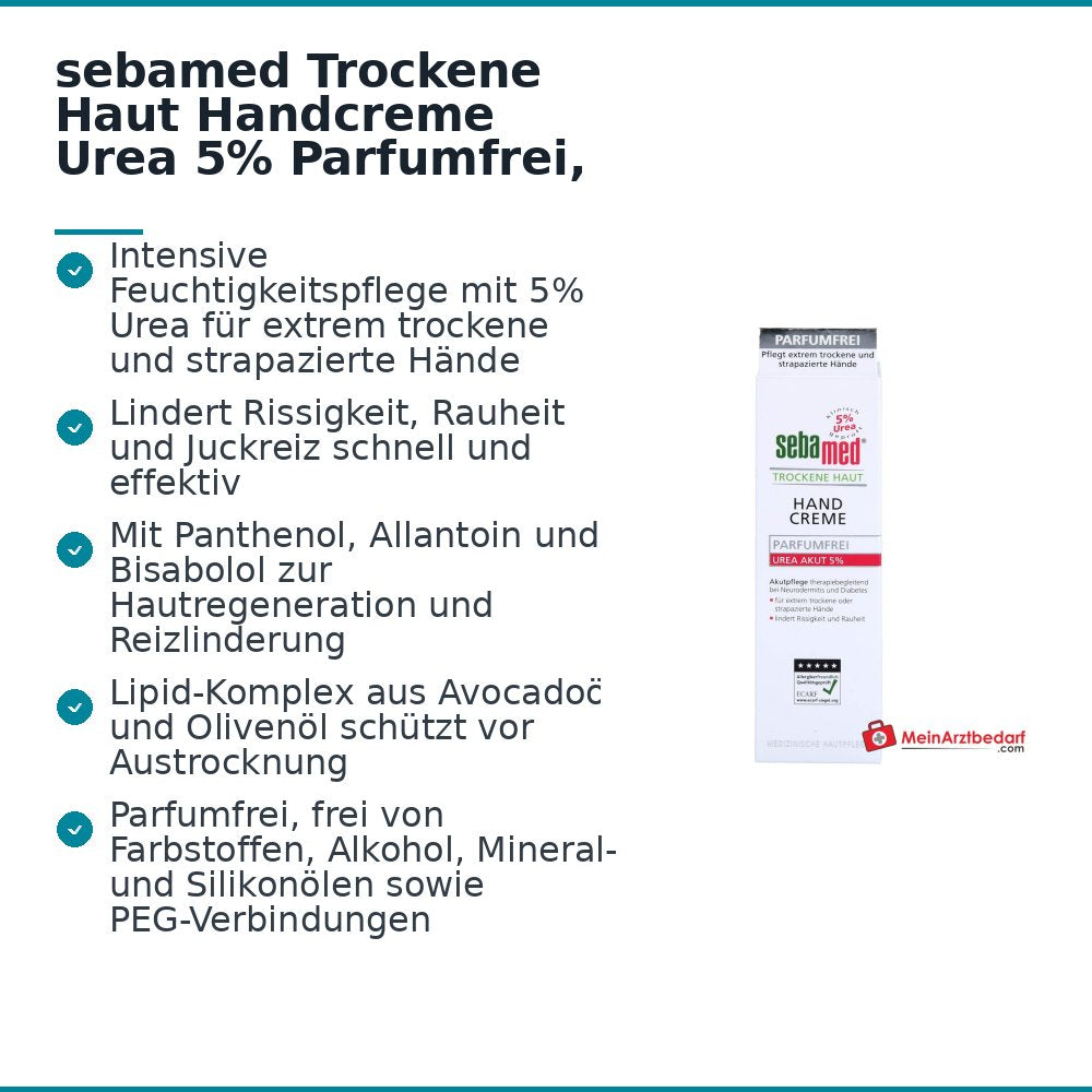 sebamed Trockene Haut Handcreme Urea 5% Parfumfrei, 75 ml.