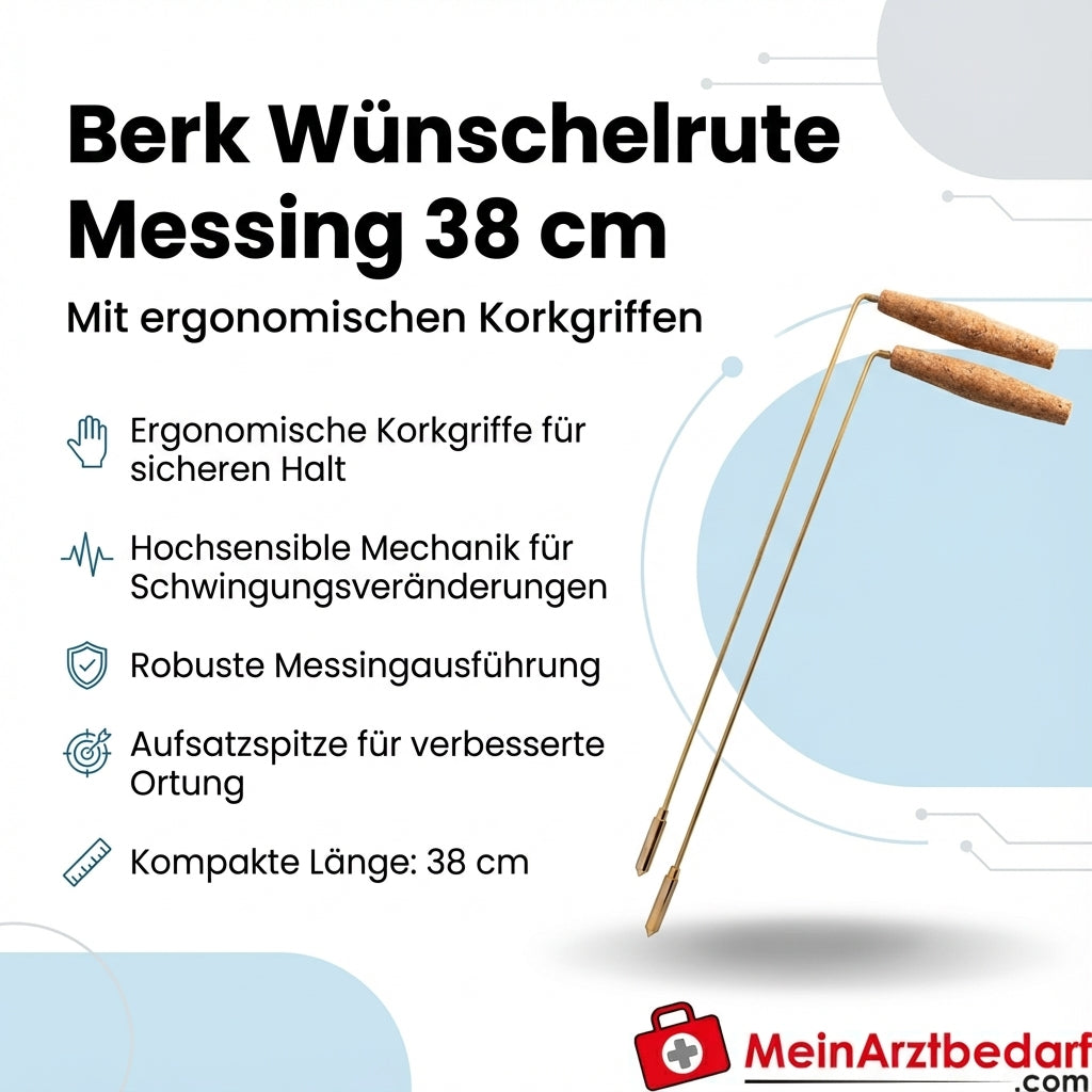 Berk dowsing rod brass 38 cm cork handles top tip