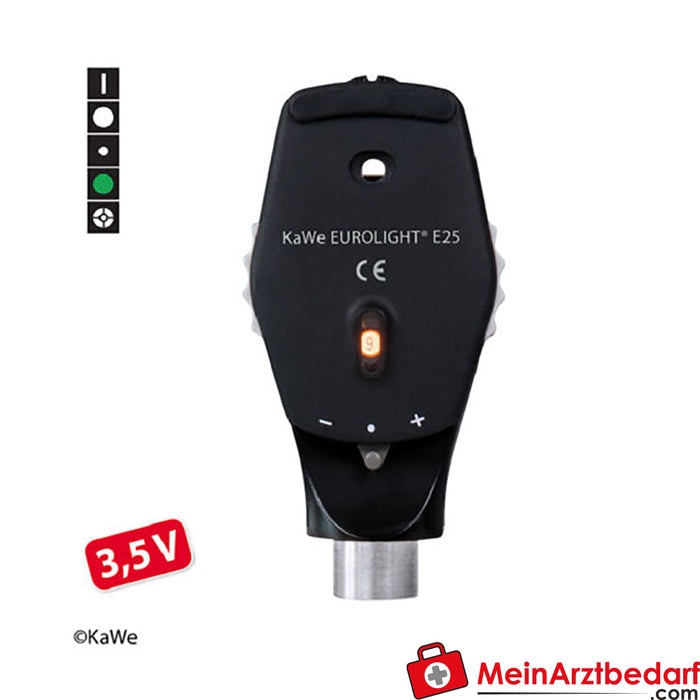 KaWe EUROLIGHT E25, 3,5 V, noir, tête d'ophtalmoscope