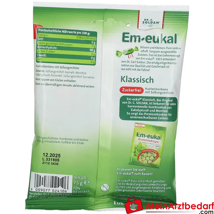 Em-eukal® Classic bez cukru, 75 g