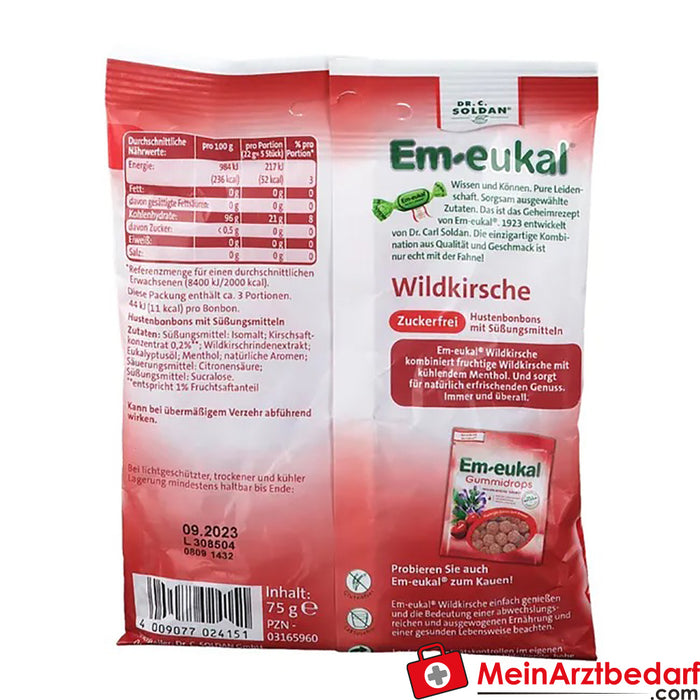 Em-eukal® Dzika wiśnia bez cukru, 75g