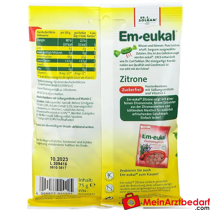 Em-eukal® Citroen suikervrij, 75g