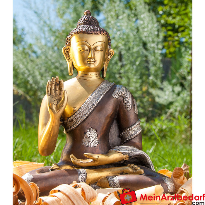 Berk Amogasiddhi Boeddha zittend, 3 gekleurd